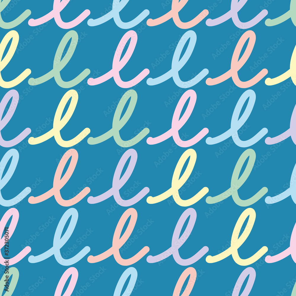 Fototapeta premium Script letter L vector seamless background. Hand written lower case type pattern design illustration.