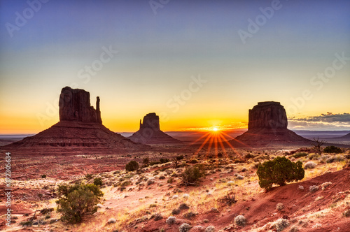 Monument Valley in Navajo National Park at Sunrise  Border of Utah and Arizona