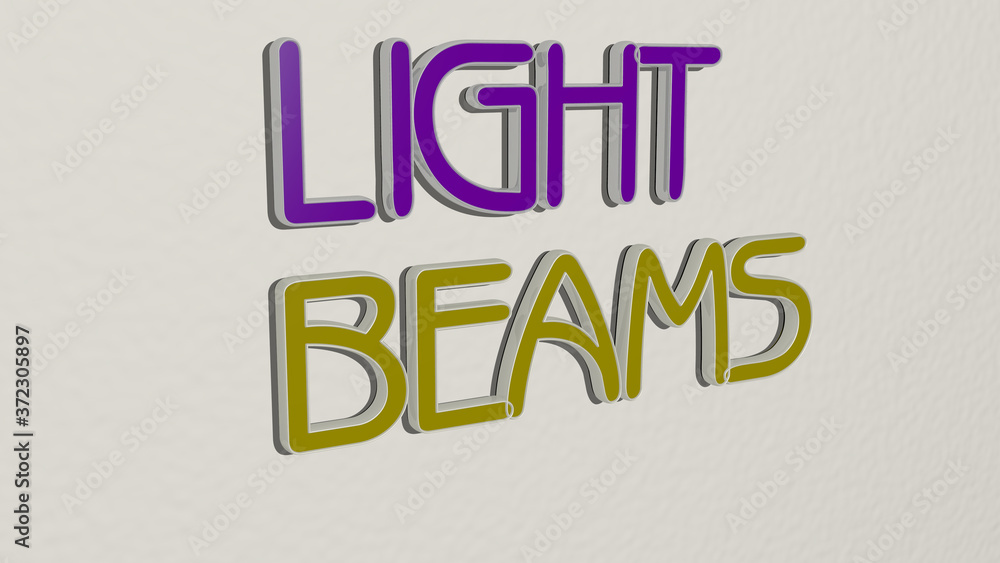 LIGHT BEAMS text on the wall, 3D illustration for background and abstract LIGHT BEAMS text on the wall, 3D illustration for background and abstract