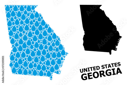 Vector Mosaic Map of Georgia State of Liquid Drops and Solid Map