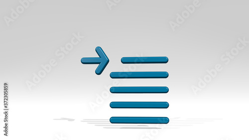 paragraph indent first line 3D icon casting shadow, 3D illustration for symbol and background