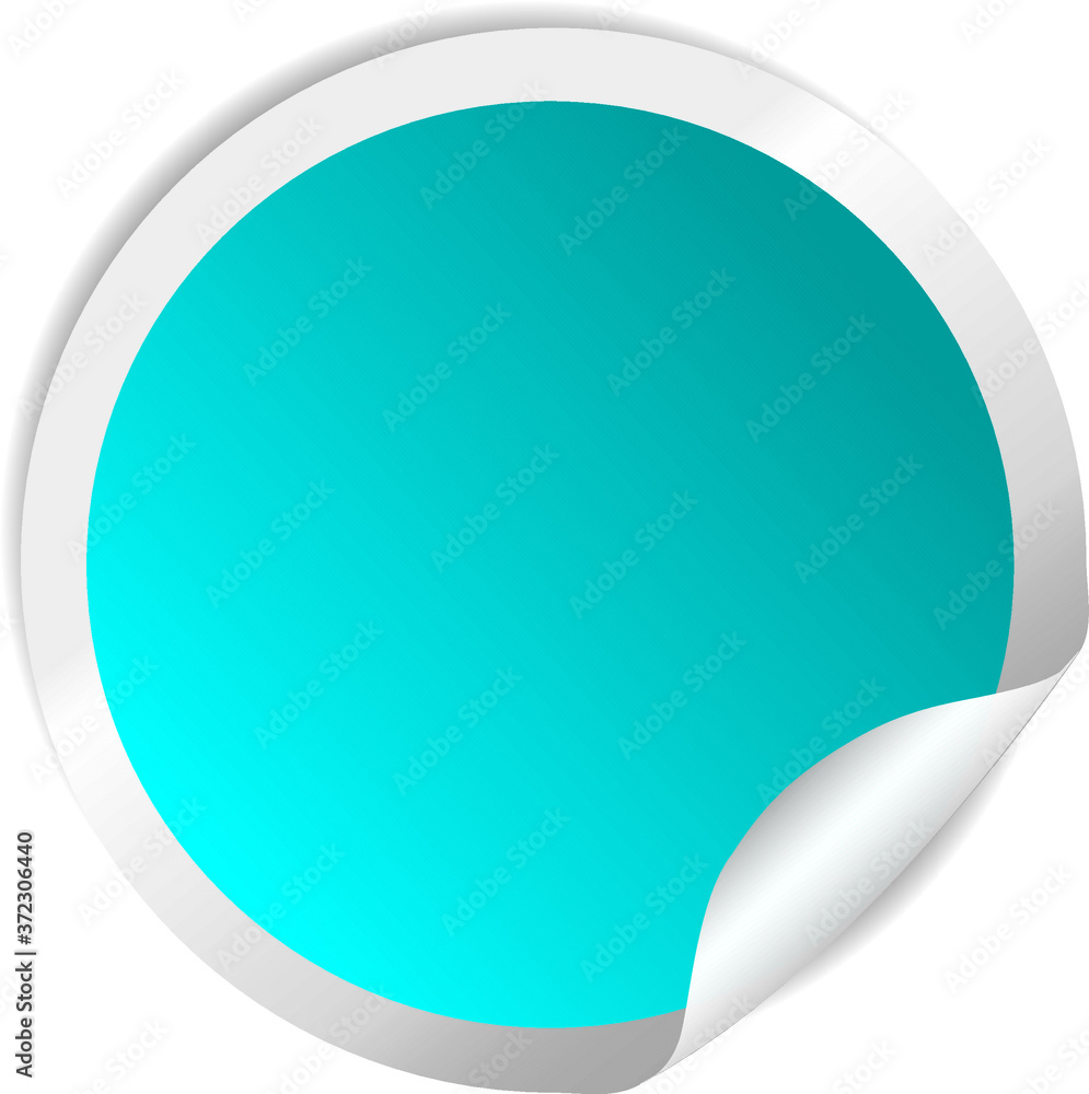 Cyan round folded sticker vector illustration, Background transparent Cyan round folded sticker vector illustration, Background transparent