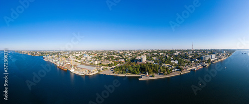 Fototapeta Naklejka Na Ścianę i Meble -  Kherson city panorama landscape near the Dnieper river aerial view