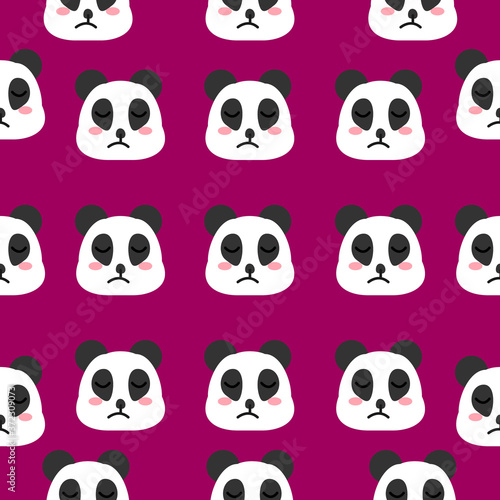 Seamless pattern vector illustration cute face panda