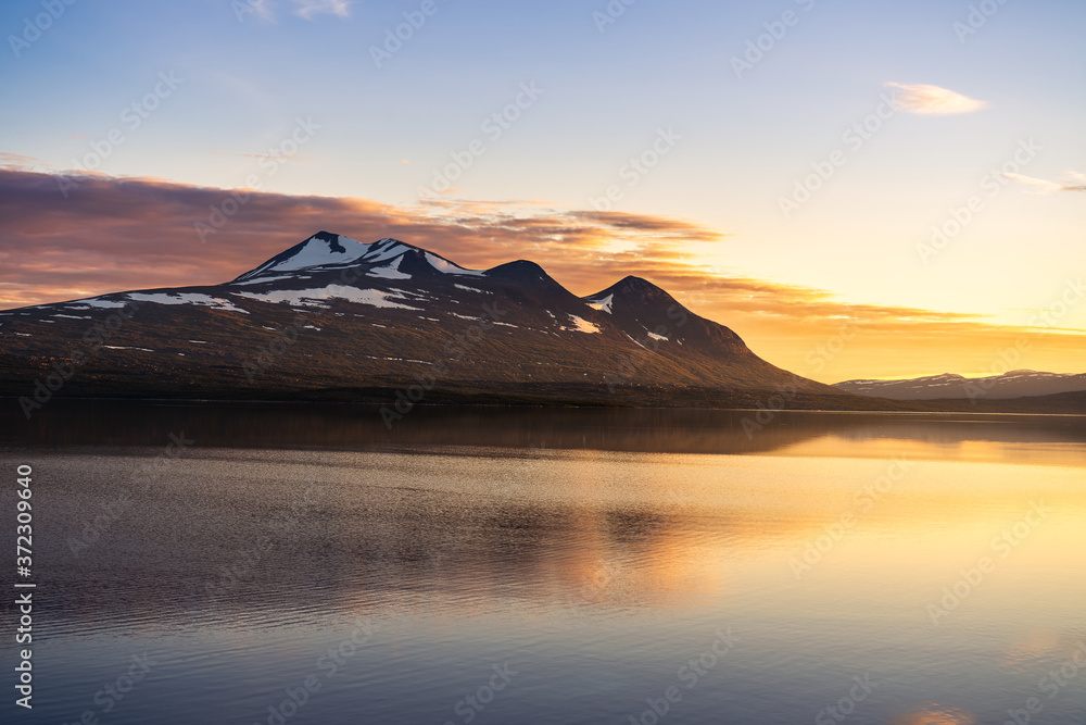 Big mountain in a beautiful sunset