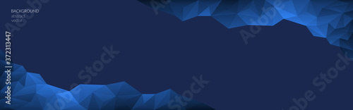Vector abstract polygonal classic blue background. blue geometric shapes. Low poly style. Transition from light to dark from the center. Banner, web design. Copyspace.