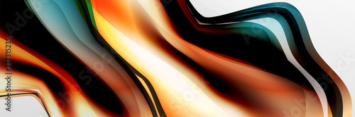 Vector abstract background, flowing liquid style bubble with metallic, color quicksilver chrome texture and color glow effects