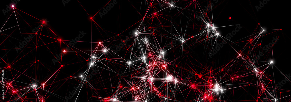Fototapeta premium Polygonal background with dots and lines. Network connection structure. Science and technology. 3d