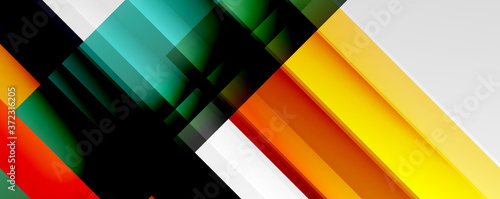 Geometric abstract backgrounds with shadow lines, modern forms, rectangles, squares and fluid gradients. Bright colorful stripes cool backdrops