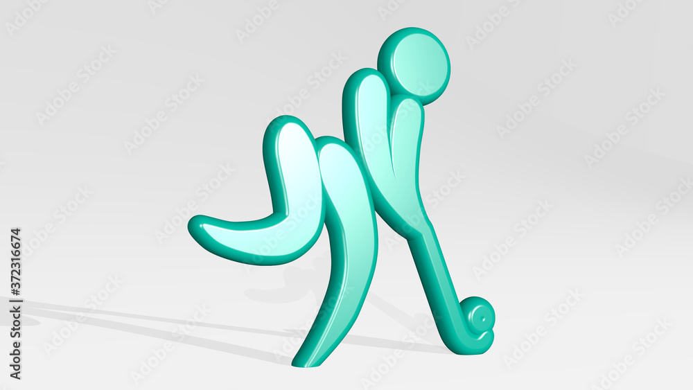 HOCKEY 3D icon casting shadow, 3D illustration for ice and background HOCKEY 3D icon casting shadow, 3D illustration for ice and background