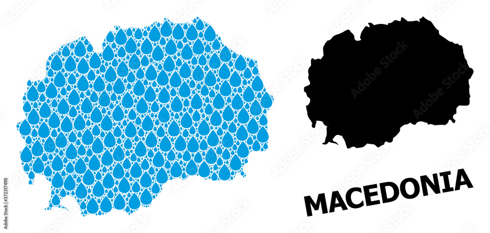 Vector Collage Map of Macedonia of Liquid Tears and Solid Map