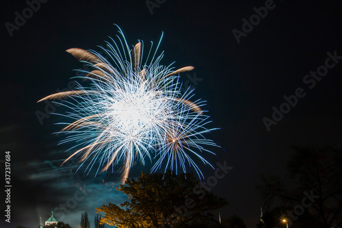 Fireworks in a city