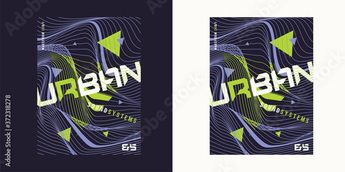 Urban waves vector expressive geometric t-shirt abstract design, poster, print, template