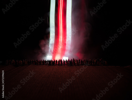 Belarus presidential elections protest. White and red colored light as symbol of Belarus flag. © zef art