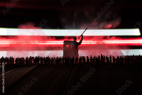 Quadro su tela Belarus presidential elections protest symbol flag on dark background
