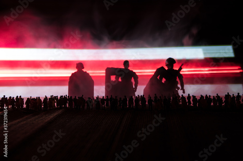 Schilderij op canvas Belarus presidential elections protest symbol flag on dark background