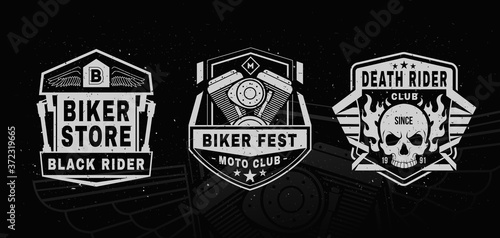 Set of motorcycle labels, badges, logo.Sports insignia emblem set. Motorcycle vintage design. 