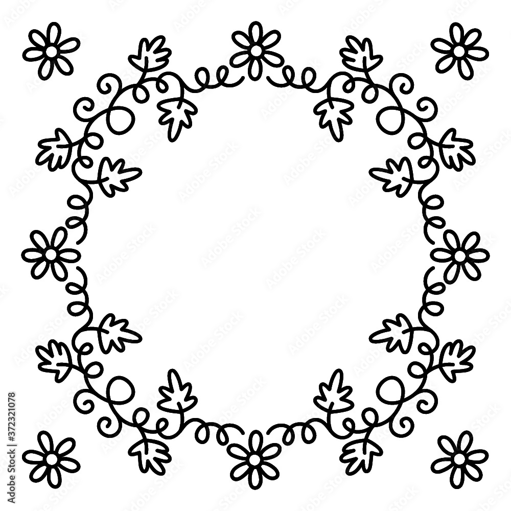 Ornate frame of swirling lines, flowers. Print for the cover of the book, postcards, t-shirts. Illustration for rugs. Ornate frame of swirling lines, flowers. Print for the cover of the book, postcards, t-shirts. Illustration for rugs.