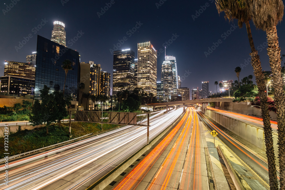 Los Angeles at Night from 3rd Street Bridge