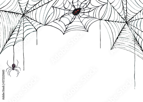 Watercolor Happy Halloween card isolated on a white background.