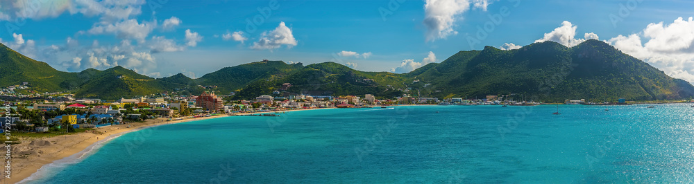 A panorama view across Philipsburg, St Maarten