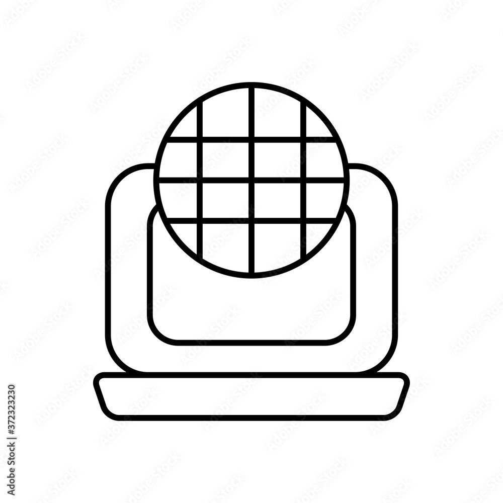 laptop computer and global sphere icon, line style laptop computer and global sphere icon, line style