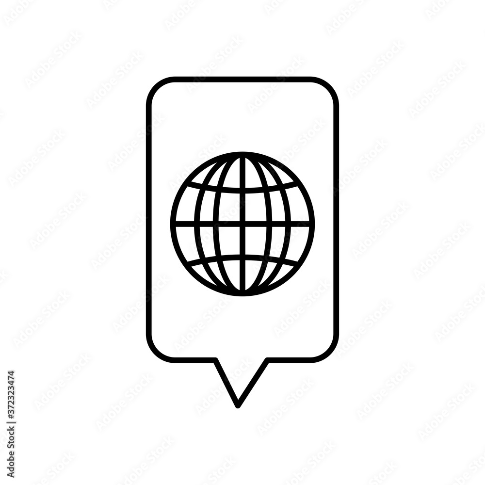 speech bubble and global sphere icon, line style speech bubble and global sphere icon, line style