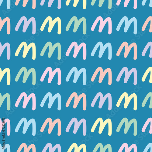 Script letter N seamless wallpaper pattern. Minuscule lettering vector illustration background.