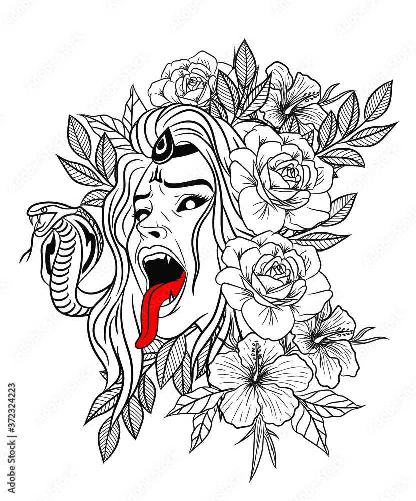 Traditional tattoo kali Royalty Free Vector Image