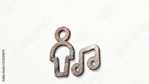 single neutral actions music 3D icon on the wall, 3D illustration for background and isolated © Ali