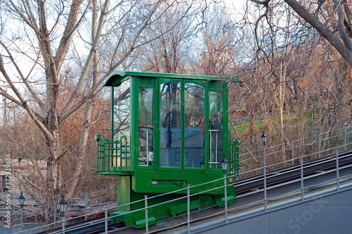 The closeup of funicular car in Odesa, Ukraine