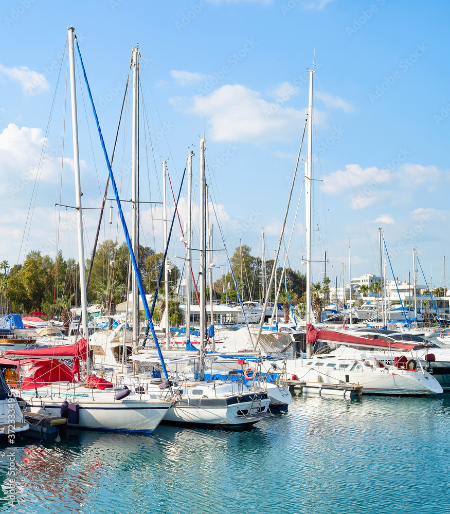 Larnaca marina, motorboats, yachts, Cyprus