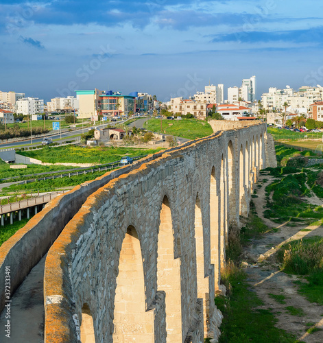 Kamares Aqueduct, Larnaca cityscape, Cyprus