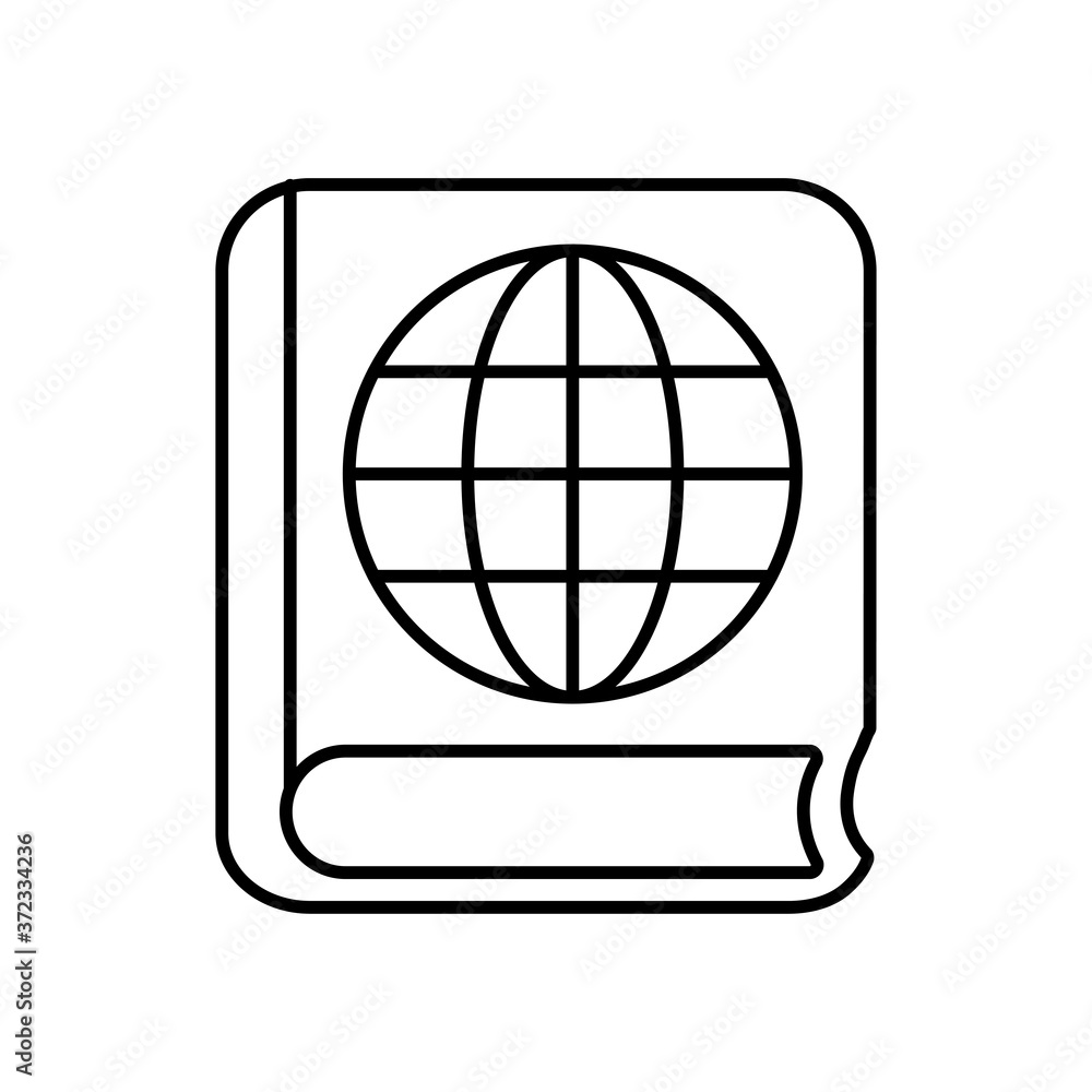 book with global sphere icon, line style book with global sphere icon, line style
