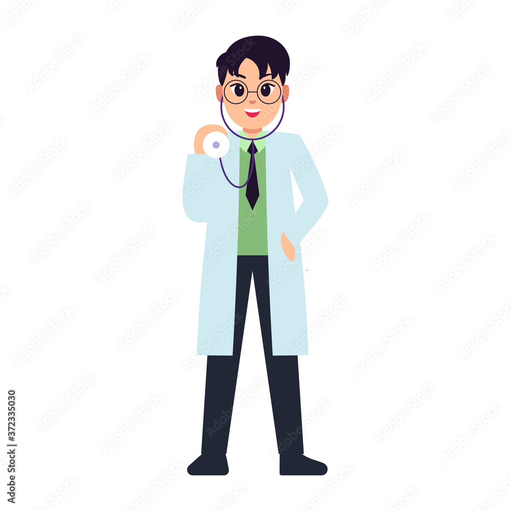 Isolated happy doctor cartoon. Doctor icon - Vector Isolated happy doctor cartoon. Doctor icon - Vector