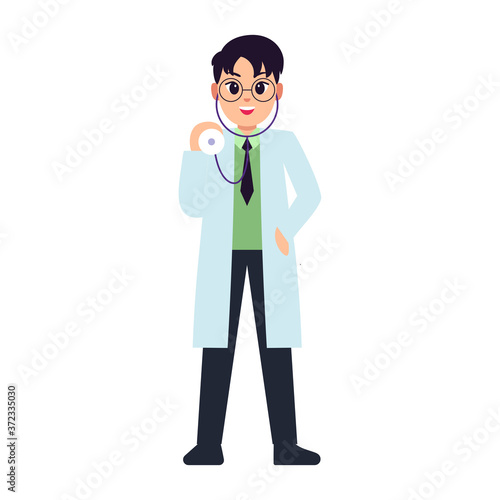 Isolated happy doctor cartoon. Doctor icon - Vector