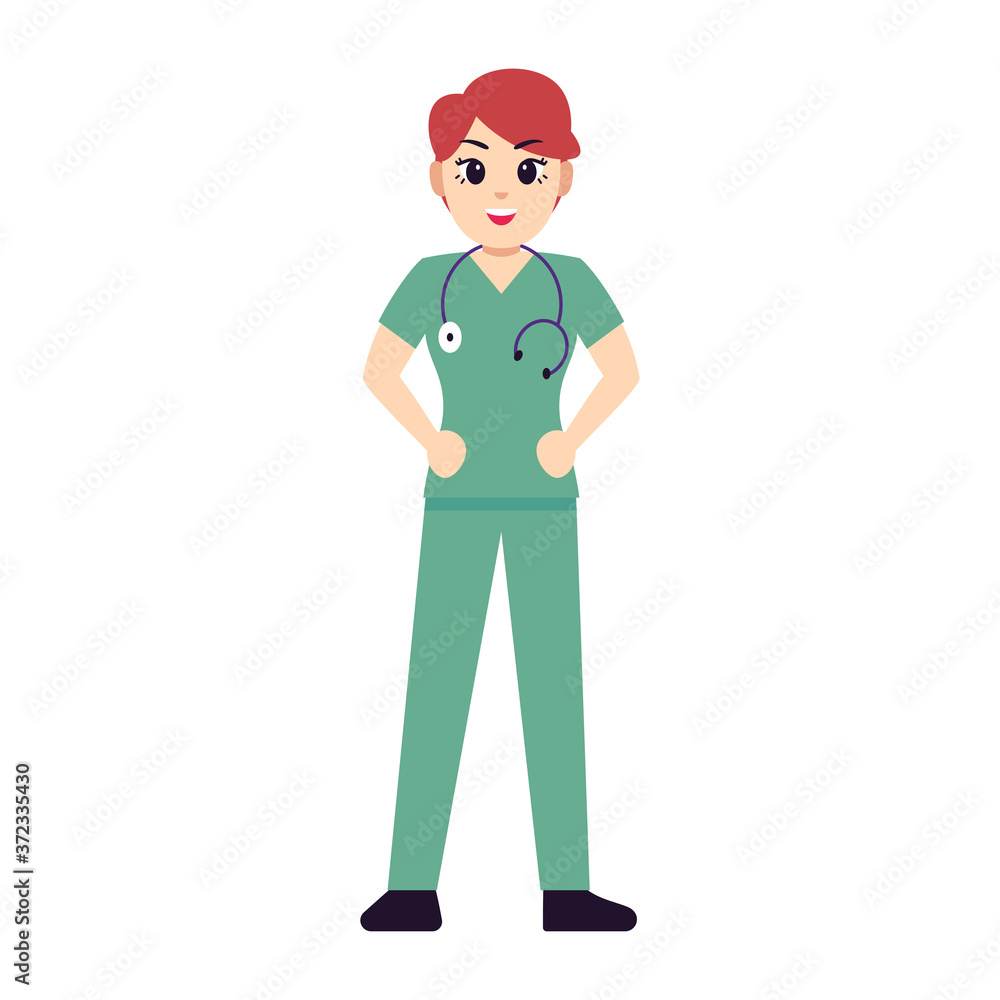 Isolated woman doctor cartoon. Medical profesional - Vector