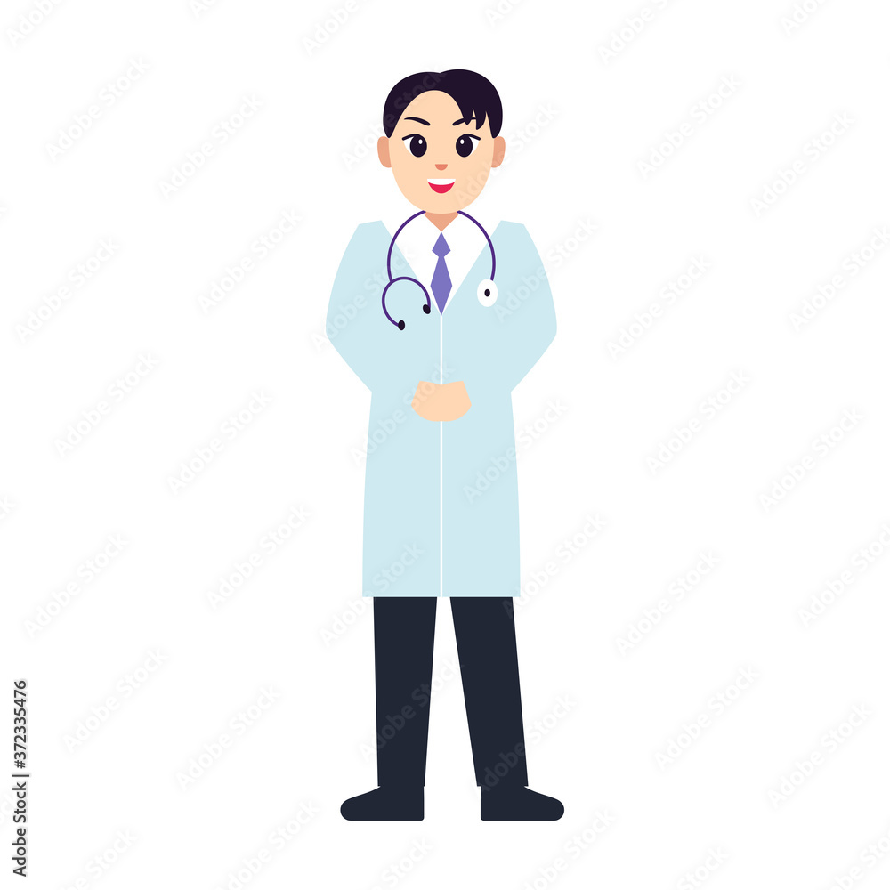 Isolated happy doctor cartoon. Doctor icon - Vector Isolated happy doctor cartoon. Doctor icon - Vector
