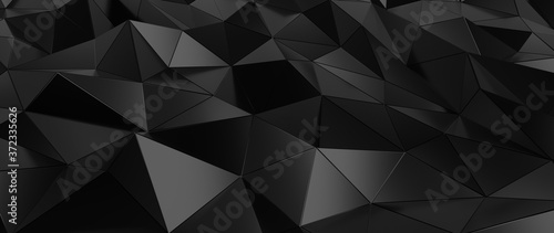 Abstract Black Polygonal Background - 3D Illustration