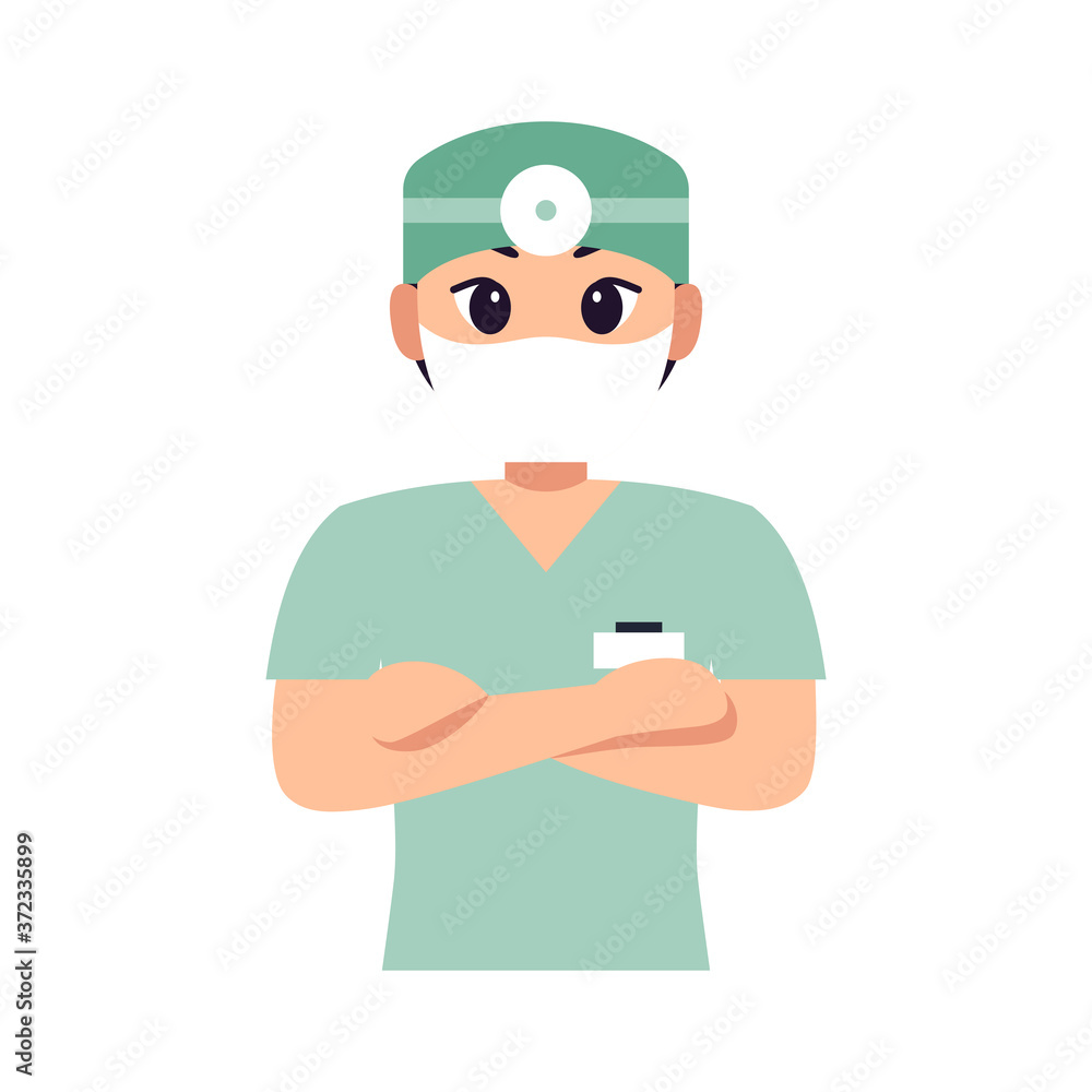 Isolated happy doctor cartoon. Doctor icon - Vector Isolated happy doctor cartoon. Doctor icon - Vector