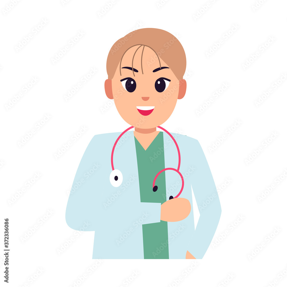 Isolated happy doctor cartoon. Doctor icon - Vector Isolated happy doctor cartoon. Doctor icon - Vector