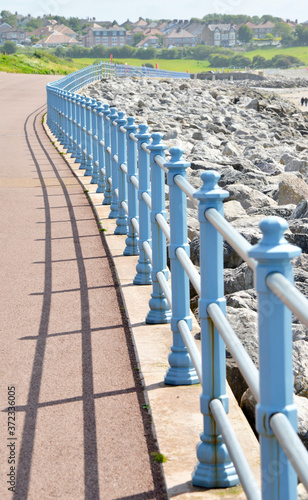 Barrier along morecambe promenade by seaside, england, UK photo