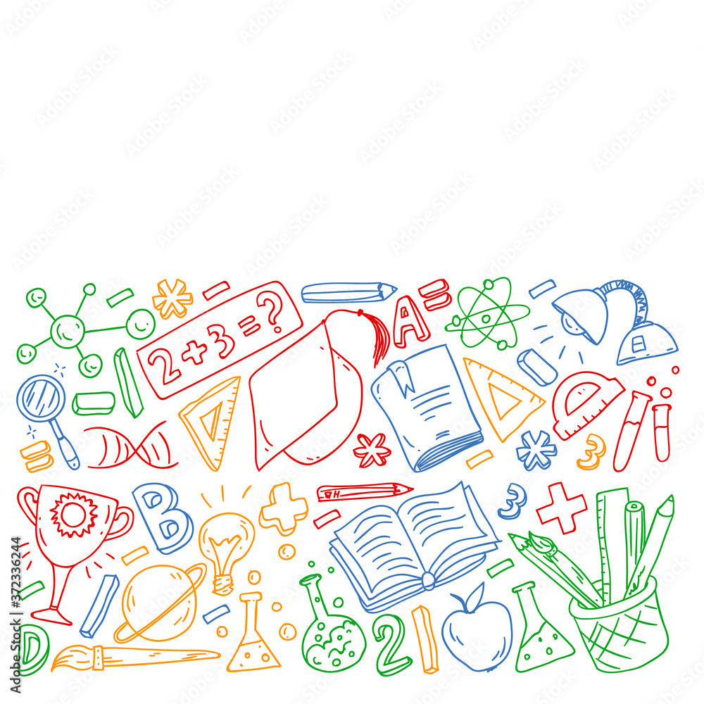 Back to School Supplies. School online e-learning, internet education. College, university. Back to School Supplies. School online e-learning, internet education. College, university.