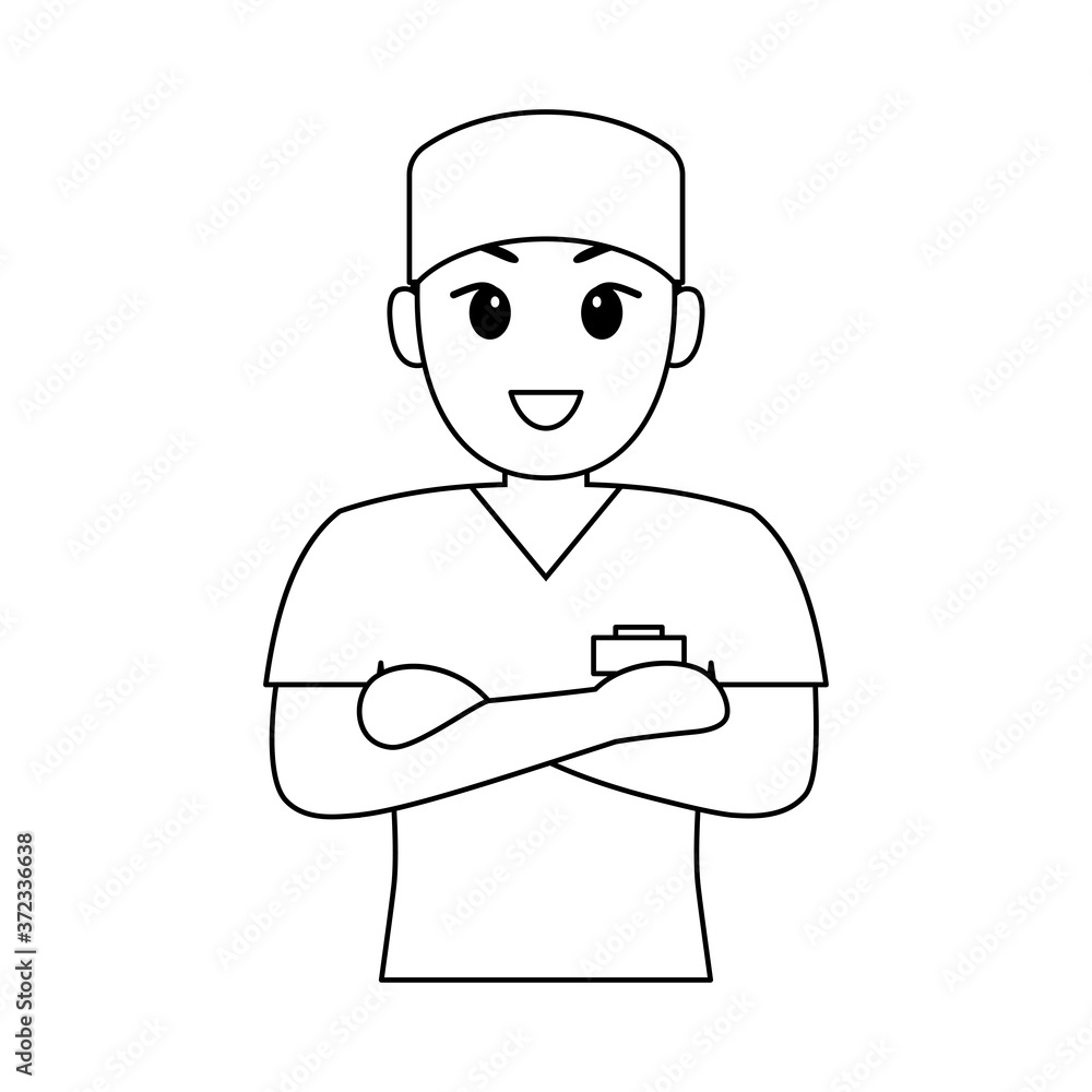 Isolated happy doctor cartoon. Doctor icon - Vector Isolated happy doctor cartoon. Doctor icon - Vector