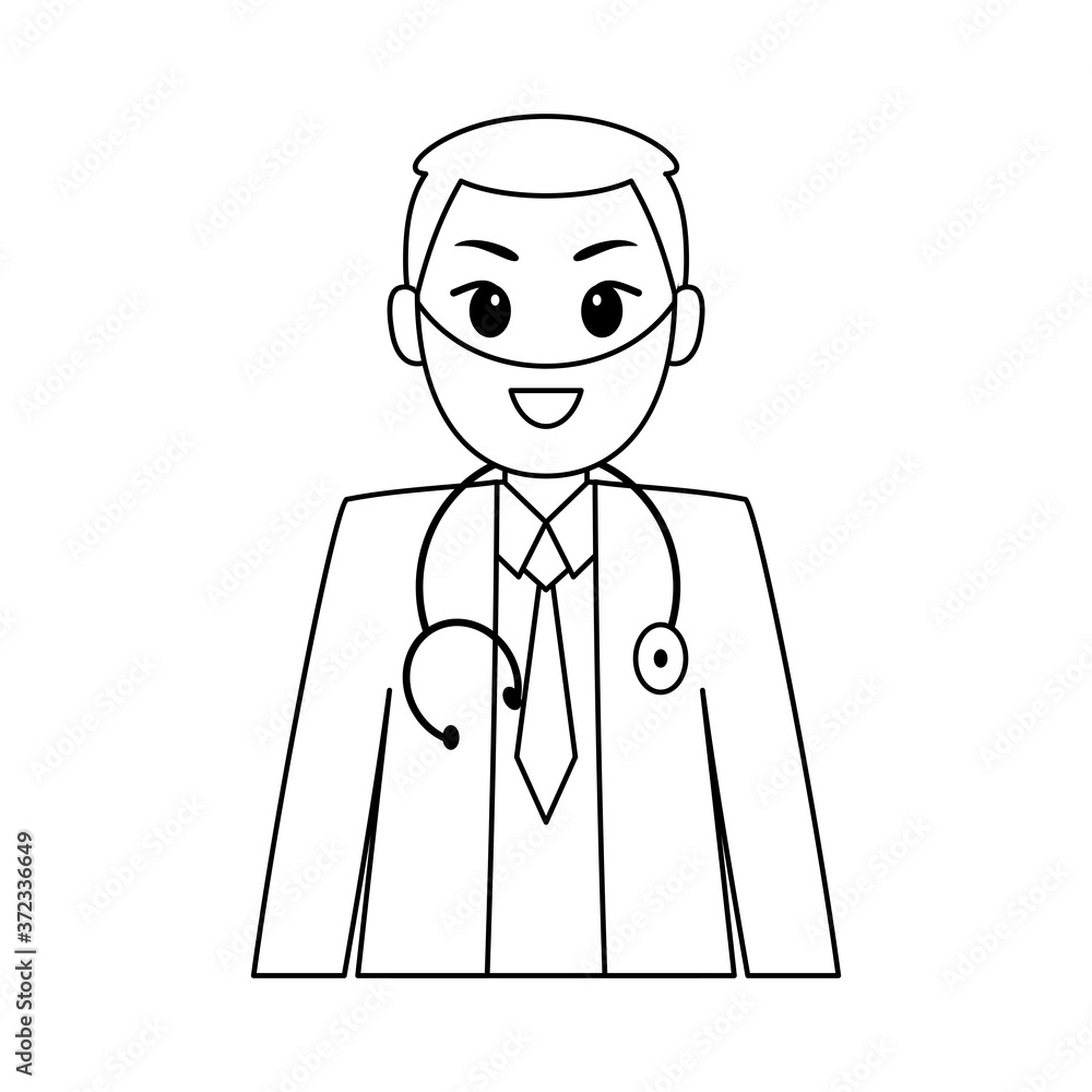 Isolated happy doctor cartoon. Doctor icon - Vector Isolated happy doctor cartoon. Doctor icon - Vector