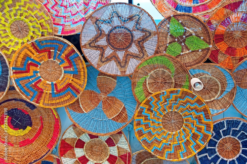 Round colorful wicker works pattern