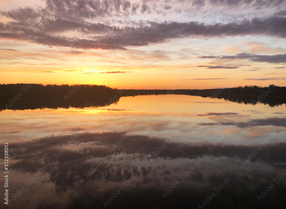 sunset over the lake