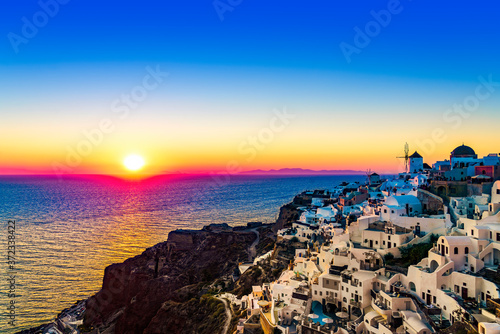 oia vilage santorini sunset, greece