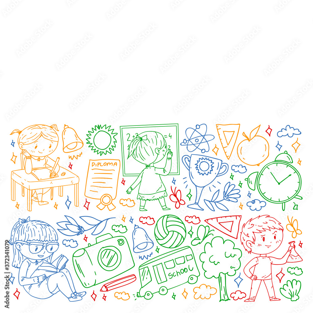 Imagination and creativity. Vector illustration with little children. Imagination and creativity. Vector illustration with little children.