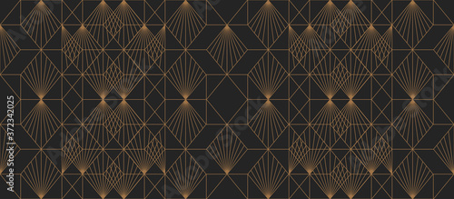 Luxury geometric seamless pattern with striped rhombuses. Elegant stylish thin linear texture.